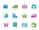 Storage, transportation, cargo and shipping icons - vector icon set