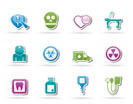 Medicine and hospital equipment icons - vector icon set