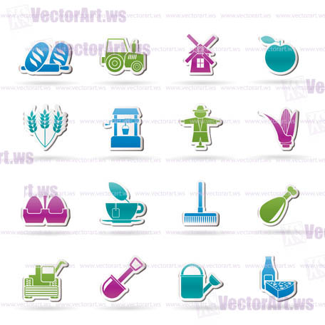 Agriculture and farming icons - vector icon set