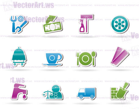 Services and business icons - vector icon set