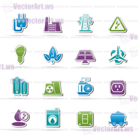 power, energy and electricity icons - vector icon set