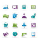 Computer Games tools and Icons - vector icon set