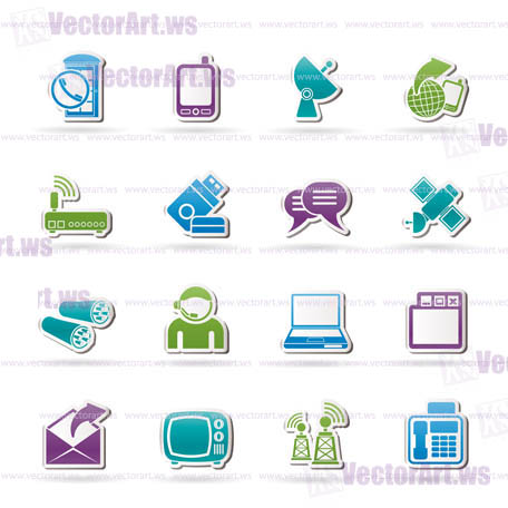 Communication, connection  and technology icons - vector icon set