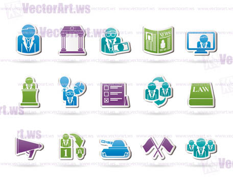 Politics, election and political party icons - vector icon set