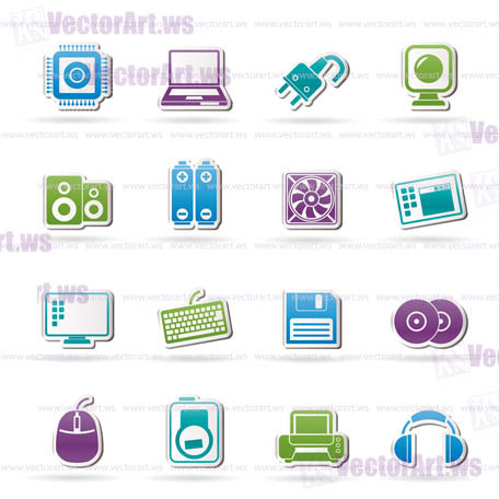 Computer Items and Accessories icons - vector icon set