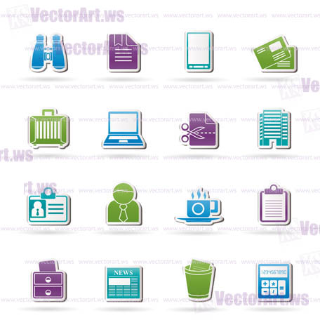 Business and office elements icons - vector icon set