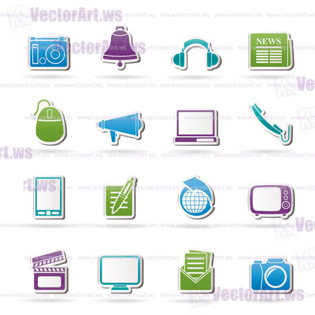 Communication and media icons - vector icon set