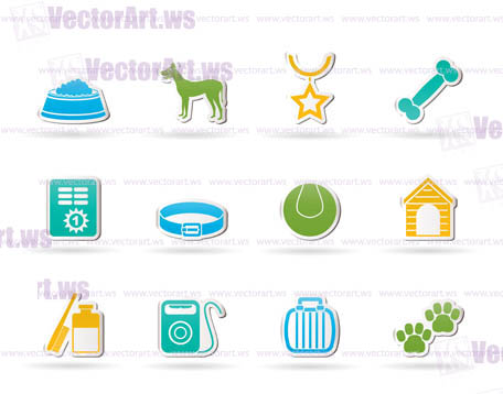 dog accessory and symbols icons - vector icon set