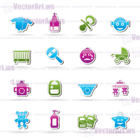 Baby, children and toys icons - vector icon set