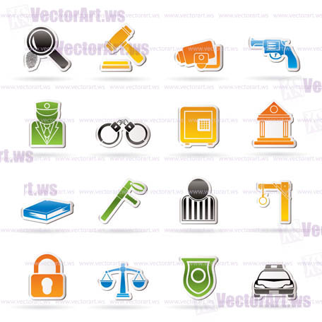 Law, Police and Crime icons - vector icon set Law, Police and Crime icons - vector icon set