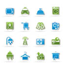 Hotel and motel room facilities icons - vector icon set