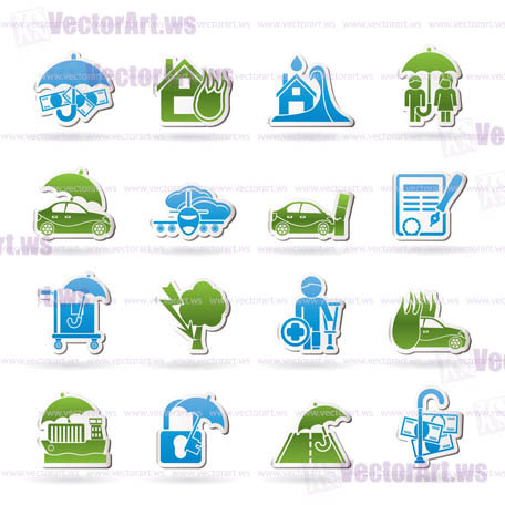 Insurance and risk icons - vector icon set