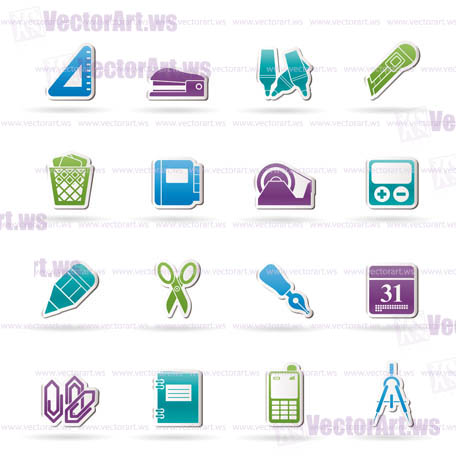 Business and office objects icons - vector icon set