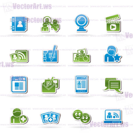 social networking and communication icons - vector icon set