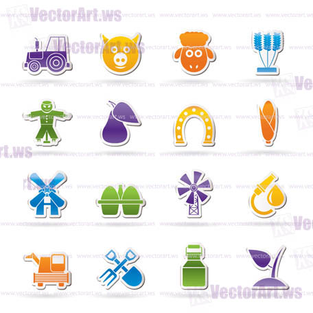 Agriculture and farming icons - vector icon set