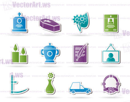 funeral and burial icons - vector icon set