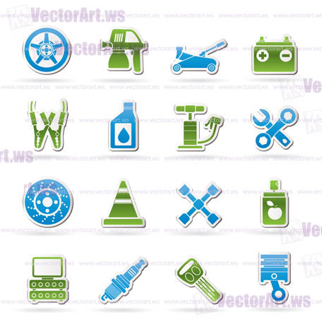 Transportation and car repair icons - vector icon set