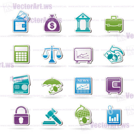 Business, finance and bank icons - vector icon set