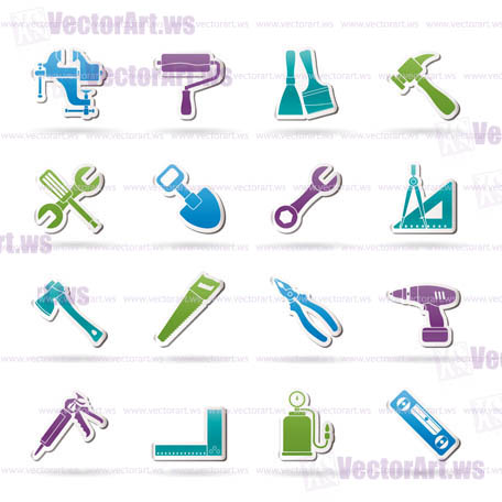 Building and Construction work tool icons - vector icon set