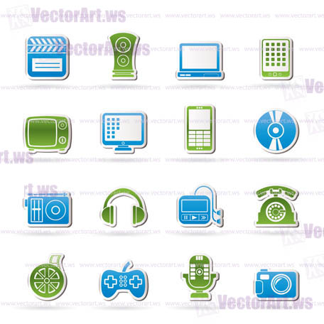 multimedia and technology icons - vector icon set