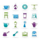 Café and coffeehouse icons - vector icon set