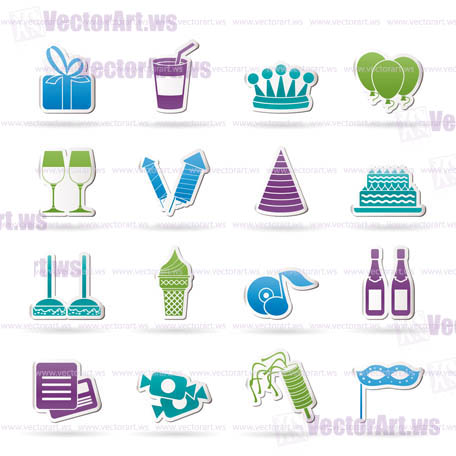 birthday and party icons - vector icon set
