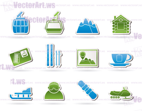 Ski Track and sport icons - vector icon set