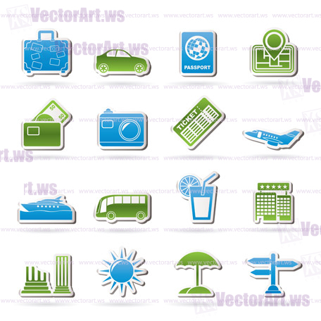 Travel and vacation icons - vector icon set