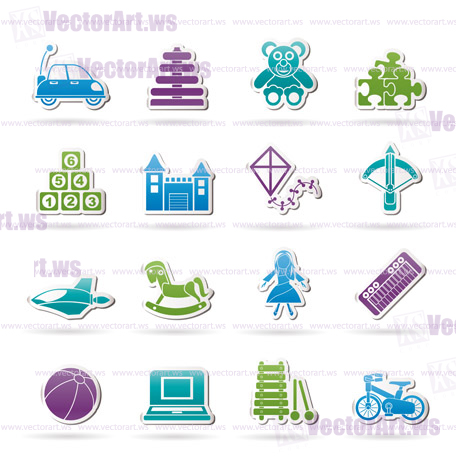 different kind of toys icons - vector icon set