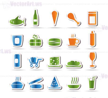 Shop and Foods Icons - Vector Icon Set