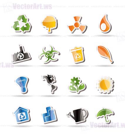 Simple Ecology and Recycling icons - Vector Icon Set