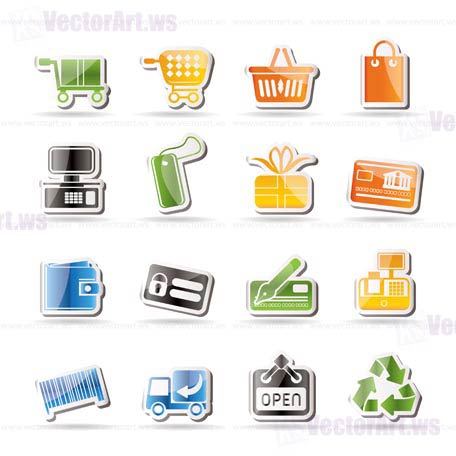 Simple Online Shop icons - Vector Icon Set