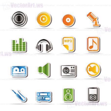 Simple Music and sound Icons Vector Icon Set