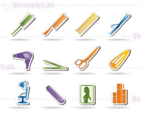 hairdressing, coiffure and make-up icons - vector Icon Set