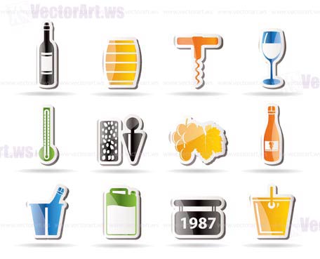 Wine and drink Icons - Vector Icon Set