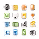 Simple Computer  Performance and Equipment Icons - Vector Icon Set