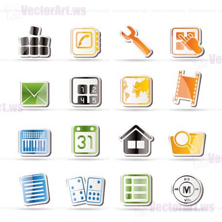 Simple Mobile Phone and Computer icon - Vector Icon Set