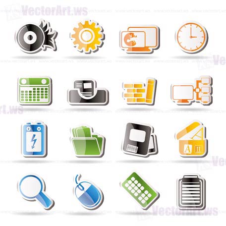 Computer, mobile phone and Internet Vector Icon Set