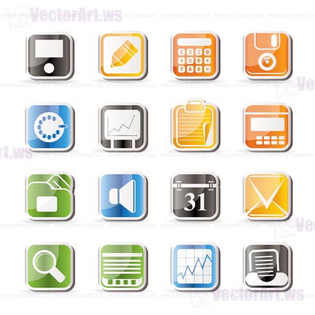 Simple Business, Office and Finance Icons - Vector Icon Set