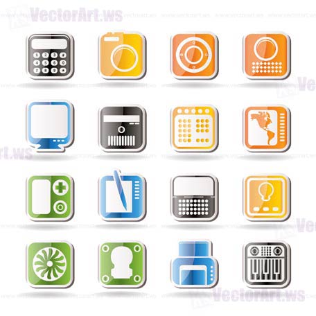 Hi-tech and technology equipment - vector icon set 4