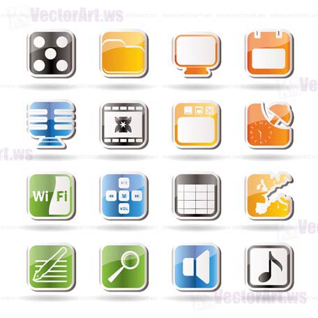 Phone Performance, Internet and Office Icons - Vector Icon Set