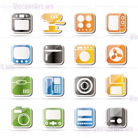 Simple Home and Office, Equipment Icons - Vector Icon Set