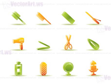 hairdressing, coiffure and make-up icons  - vector icon set