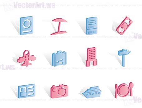 travel, trip and holiday icons - vector icon set