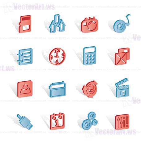 phone performance, internet and office icons - vector icon set