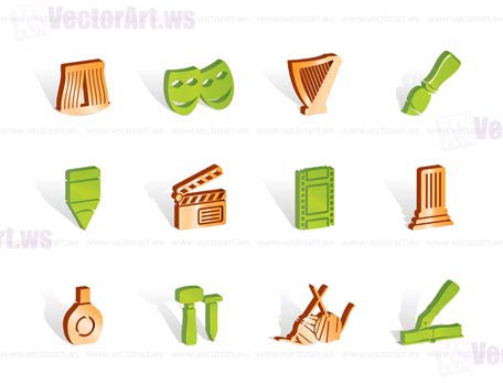 Different kind of art icons - vector icon set