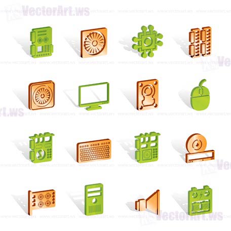 Computer  performance and equipment icons - vector icon set