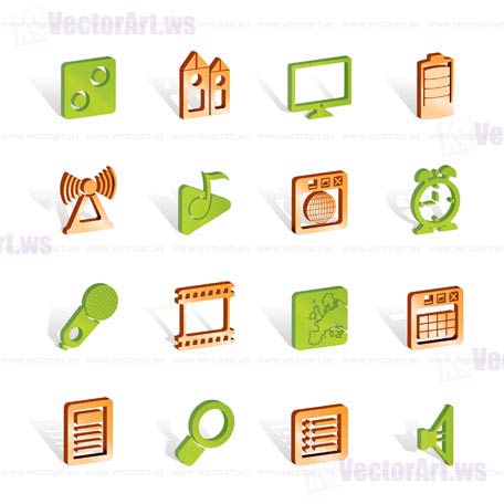 Mobile phone  performance, internet and office icons - vector icon set