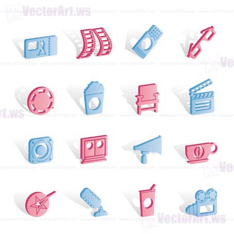 Cinema and Movie - vector icon set