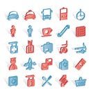 Airport, travel and transportation icons -  vector icon set